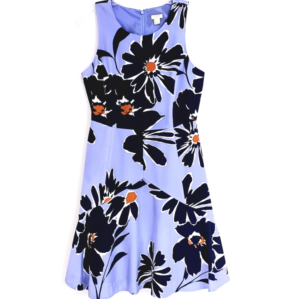 NWOT J.Crew Blue/Black Floral Sleeveless D…